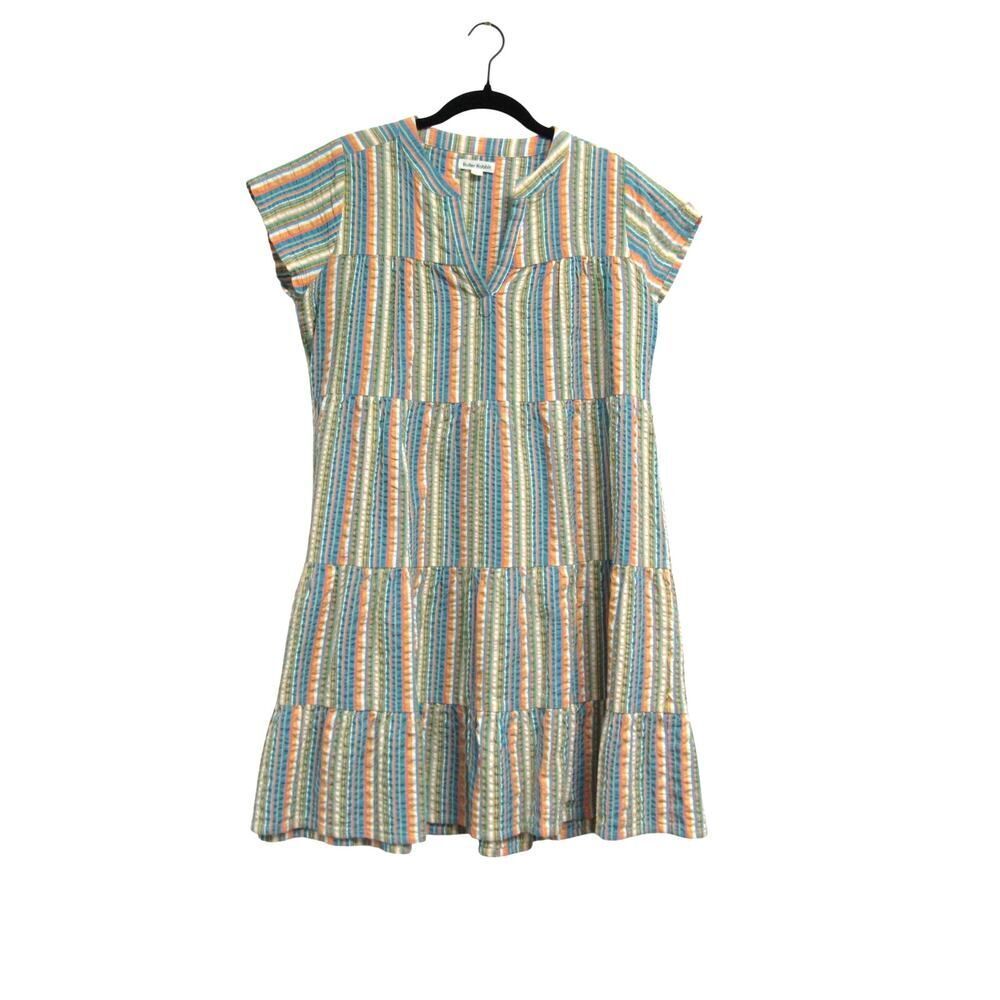 Roller Rabbit Women Small Multicolor Striped Tiered Mini Dress